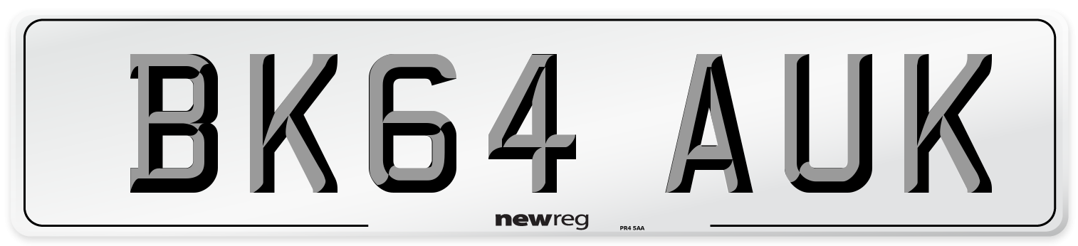 BK64 AUK Number Plate from New Reg